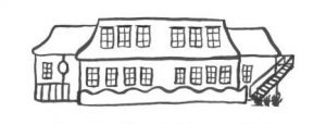 Strichzeichnung des Schulhauses der Berthold-Otto-Schule in den Berlin-Lichterfelde.